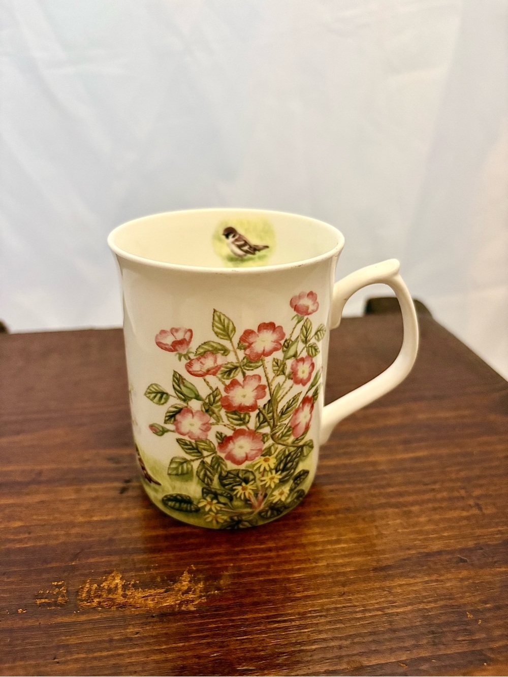 Royal Burlington Staffordshire Bone China “Wildflowers, Bee, Sparrow” Coffee Cup